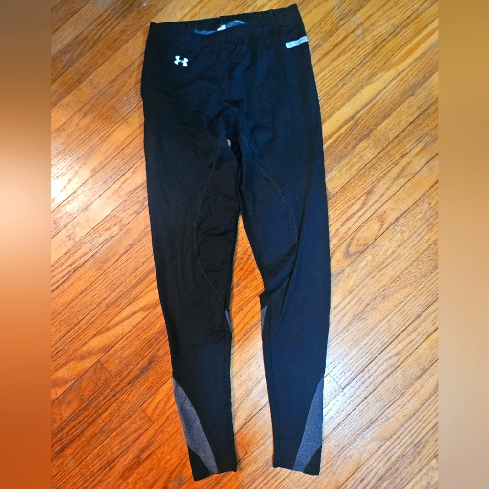 Under Armour Black Leggings with Gray Accents & Zipper Pocket